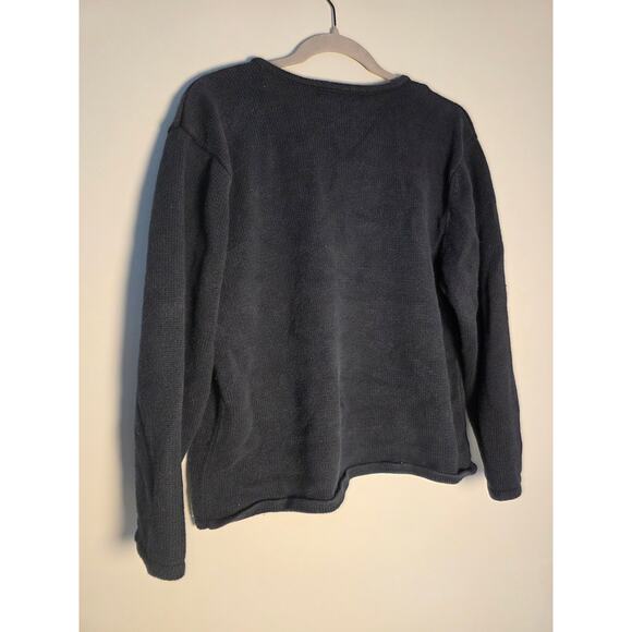 Crystal Kobe Womens XL black ugly cardigan sweater embroidered Christmas trees - Picture 2 of 7